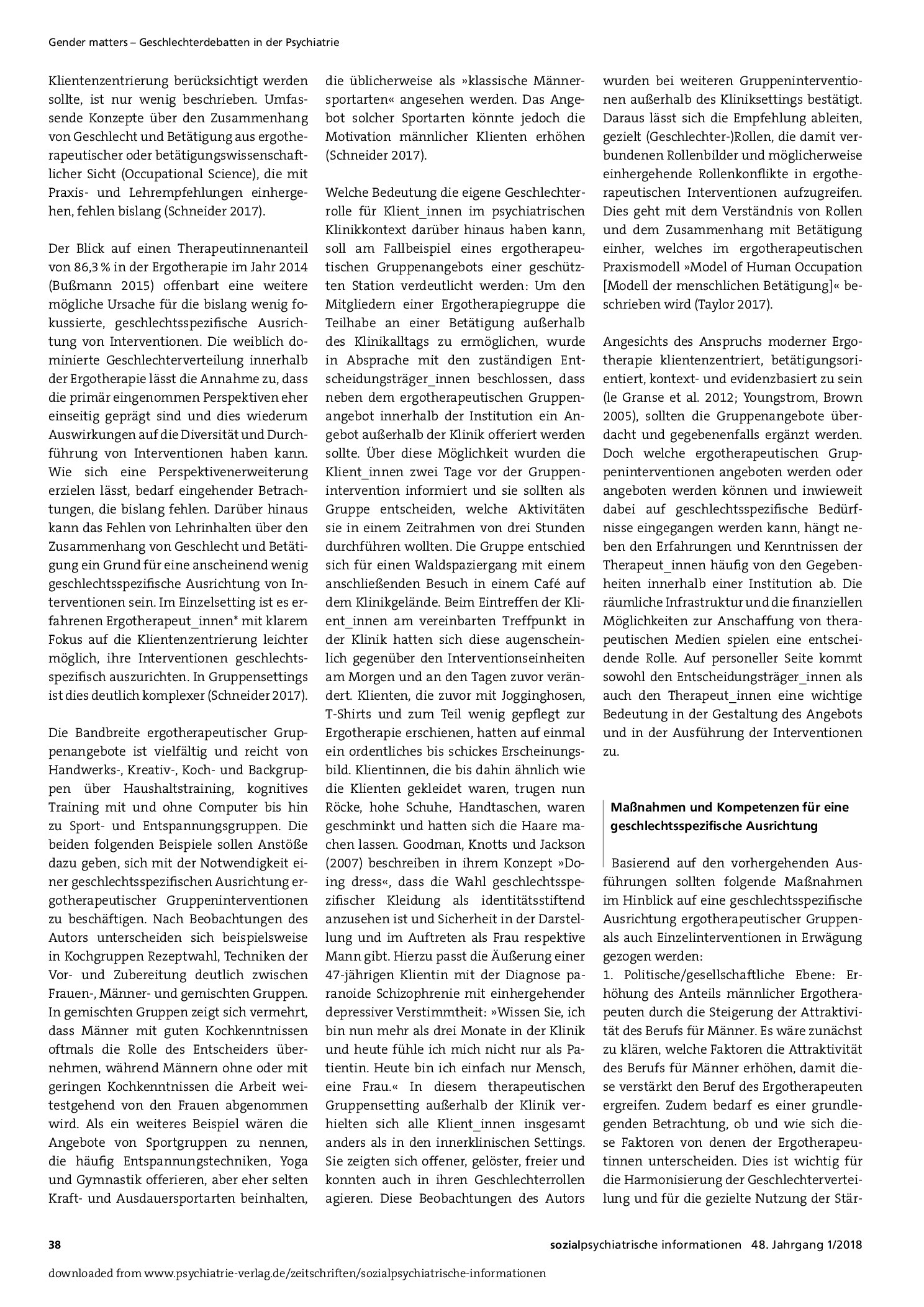 Vorschauseite 2: Geschlechtsspezifische Ausrichtung ergotherapeutischer Gruppeninterventionen