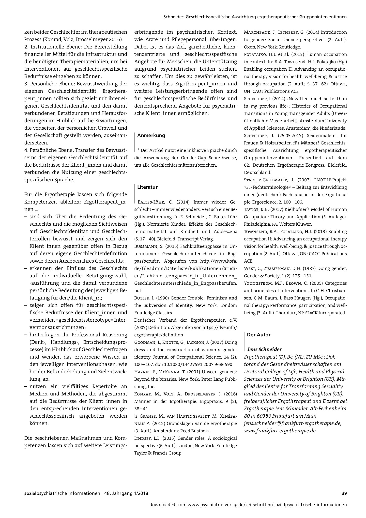 Vorschauseite 3: Geschlechtsspezifische Ausrichtung ergotherapeutischer Gruppeninterventionen