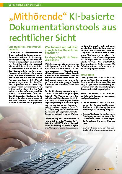 Vorschauseite 1: „Mithörende“ KI-basierte Dokumentationstools aus rechtlicher Sicht