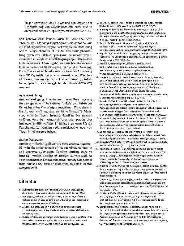 Vorschauseite 4: Die Messung psychischer Belastungen mit dem COPSOQ
