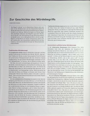 Vorschauseite 1: Zur Geschichte des Würdebegriffs