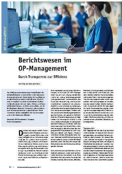 Vorschauseite 1: Berichtswesen im OP-Management Durch Transparenz zur Effizienz
