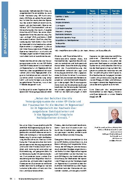 Vorschauseite 3: Berichtswesen im OP-Management Durch Transparenz zur Effizienz