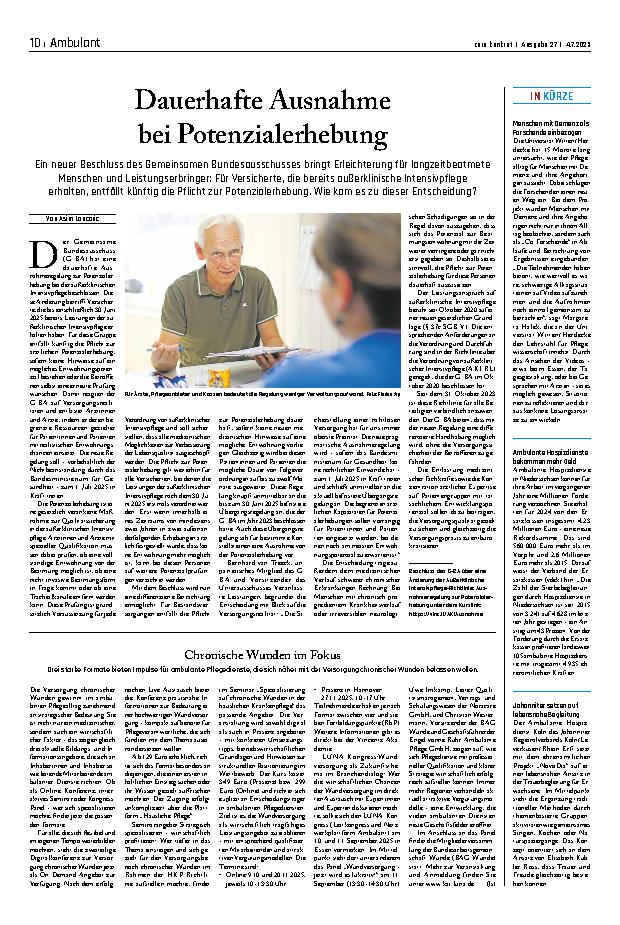 Vorschauseite 1: Dauerhafte Ausnahme bei Potenzialerhebung