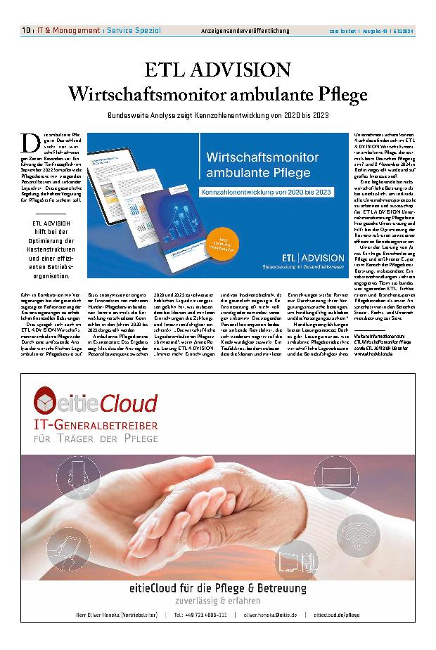 Vorschauseite 1: ETL ADVISION Wirtschaftsmonitor ambulante Pflege