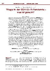 Vorschauseite 1: Triage in der COVID-19-Pandemie – was ist gerecht?