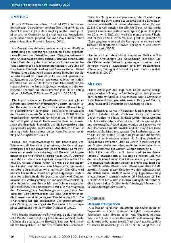 Vorschauseite 2: Kryotherapie vs. Kryokompression nach Knie-Totalendoprothese: Eine narrative Literaturrecherche