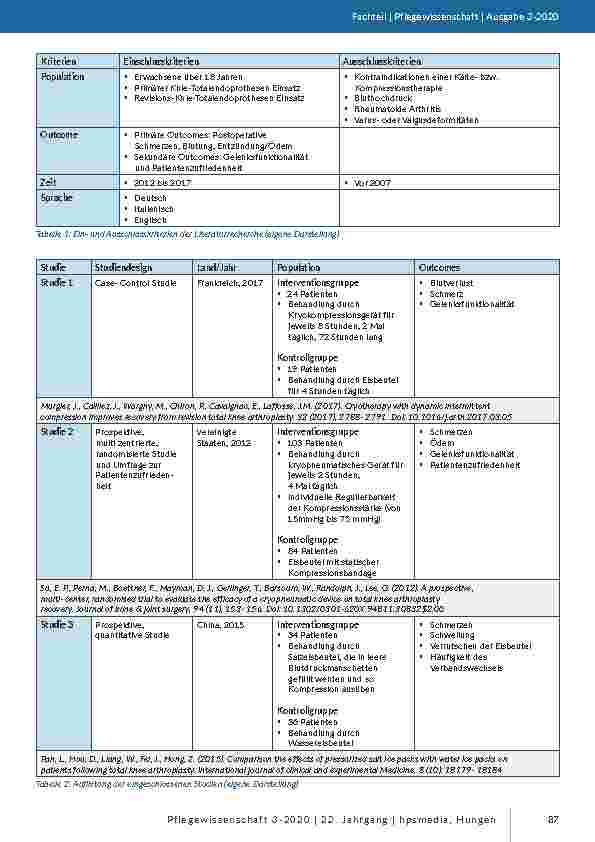 Vorschauseite 3: Kryotherapie vs. Kryokompression nach Knie-Totalendoprothese: Eine narrative Literaturrecherche