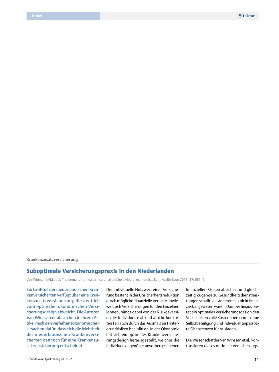 Vorschauseite 1: Krankenzusatzversicherung ? Suboptimale Versicherungspraxis in den Niederlanden