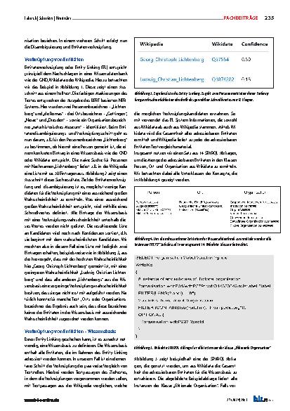 Vorschauseite 4: Automatisierte semantische Anreicherung von historischen Texten: Erkennung und Verknüpfung von Entitäten mit Wikidata und Wikipedia
