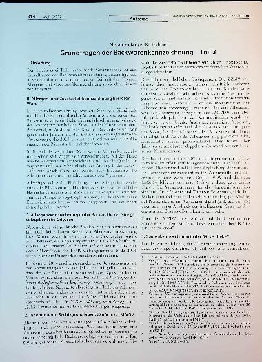 Vorschauseite 1: Grundfragen der Backwarenkennzeichnung - Teil 3