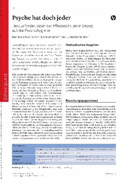 Vorschauseite 1: Die Psyche hat doch jeder Herausforderungen der Pflegeschulen in Bezug auf die Psychohygiene.