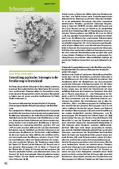 Vorschauseite 1: Entwicklung psychischer Störungen in der Bevölkerung in Deutschland