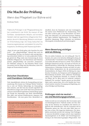 Vorschauseite 1: Die Macht der Prüfung Wenn das Pflegebett zur Bühne wird