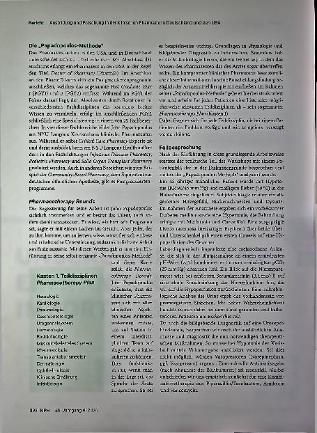 Vorschauseite 3: Ausbildung und Forschung in der klinischen Pharmazie in Deutschland und den USA