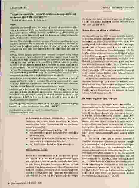 Vorschauseite 2: Effekte der transkraniellen Gleichstromstimulation auf das Benennen und die Spontansprache von Aphasie-Patienten
