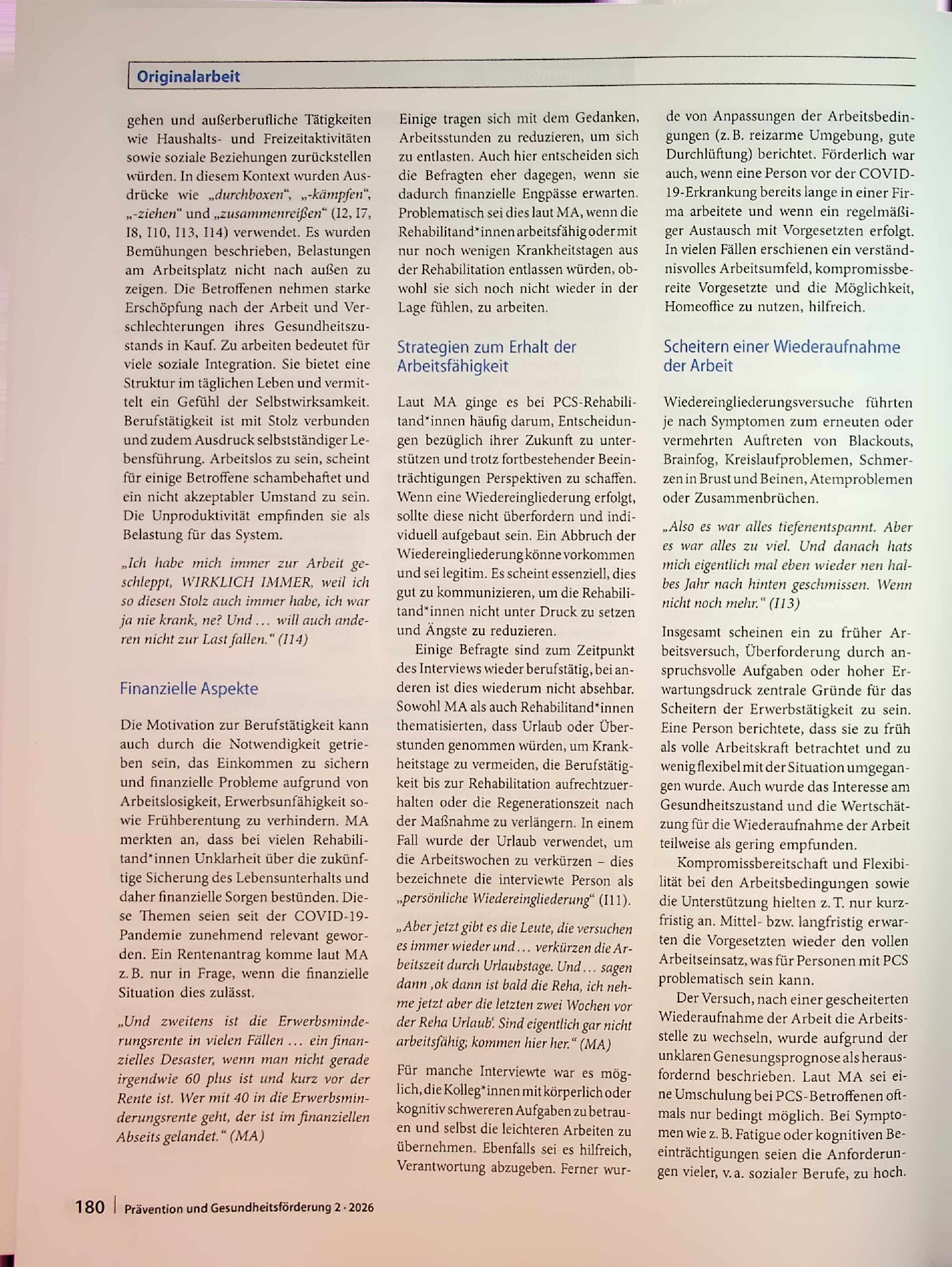 Vorschauseite 4: Arbeitsfähigkeit nach einer COVID-19-Rehabilitation („Coronavirus disease 2019“). „Und das Schlimmste sozusagen, was passieren kann, ist... ein erwerbsunfähiger Mensch.“