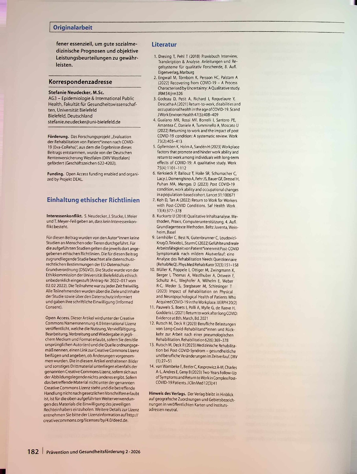 Vorschauseite 6: Arbeitsfähigkeit nach einer COVID-19-Rehabilitation („Coronavirus disease 2019“). „Und das Schlimmste sozusagen, was passieren kann, ist... ein erwerbsunfähiger Mensch.“