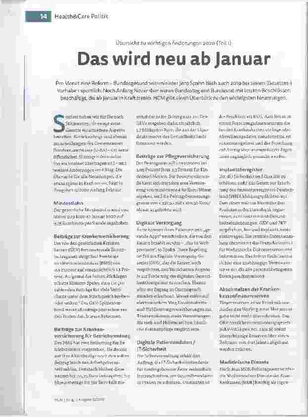 Vorschauseite 1: Übersicht zu wichtigen Änderungen 2020 (Teil 1) Das wird neu ab Januar