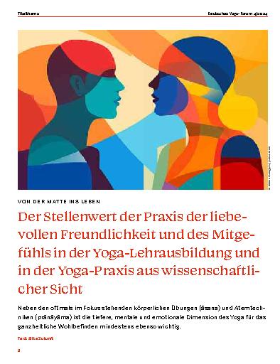 Vorschauseite 1: Der Stellenwert der Praxis der liebevollen Freundlichkeit und des Mitgefühls in der Yoga-Lehrausbildung und in der Yoga-Praxis aus wissenschaftlicher Sicht.