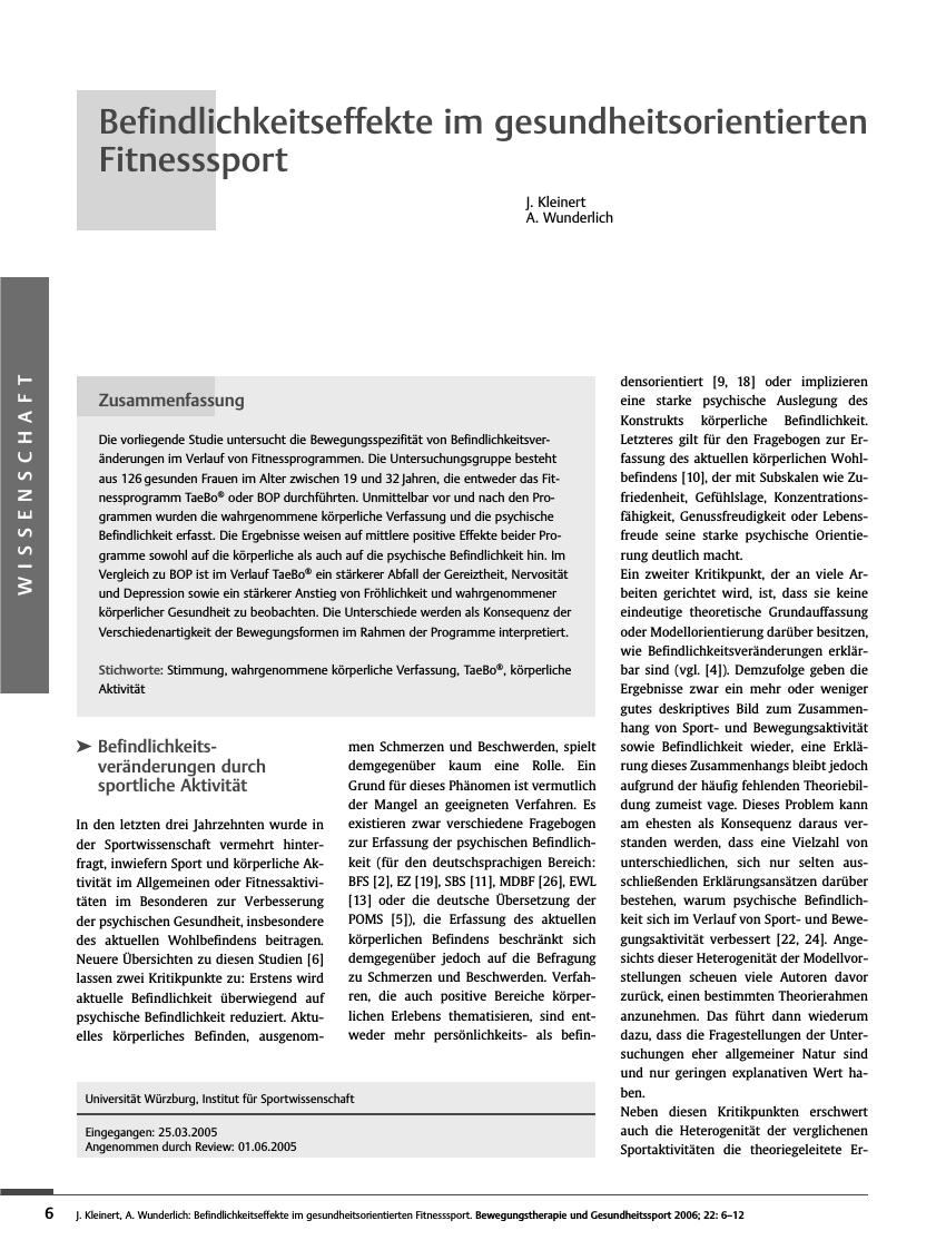 Vorschauseite 1: Befindlichkeitseffekte im gesundheitsorientierten Fitnesssport
