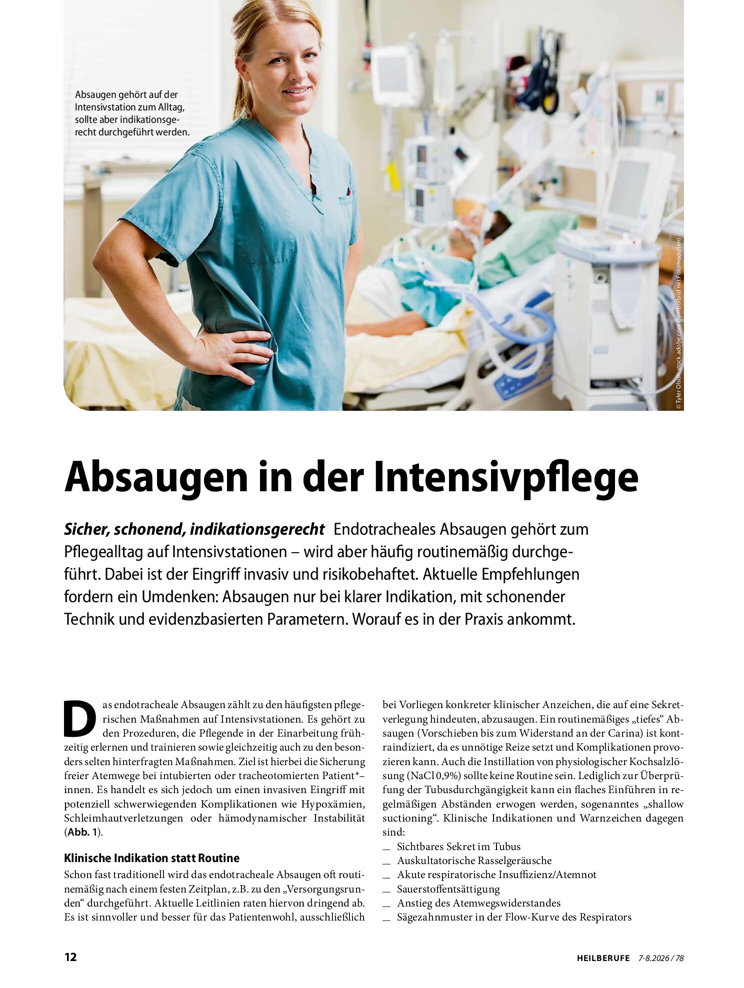 Vorschauseite 1: Absaugen in der Intensivpflege