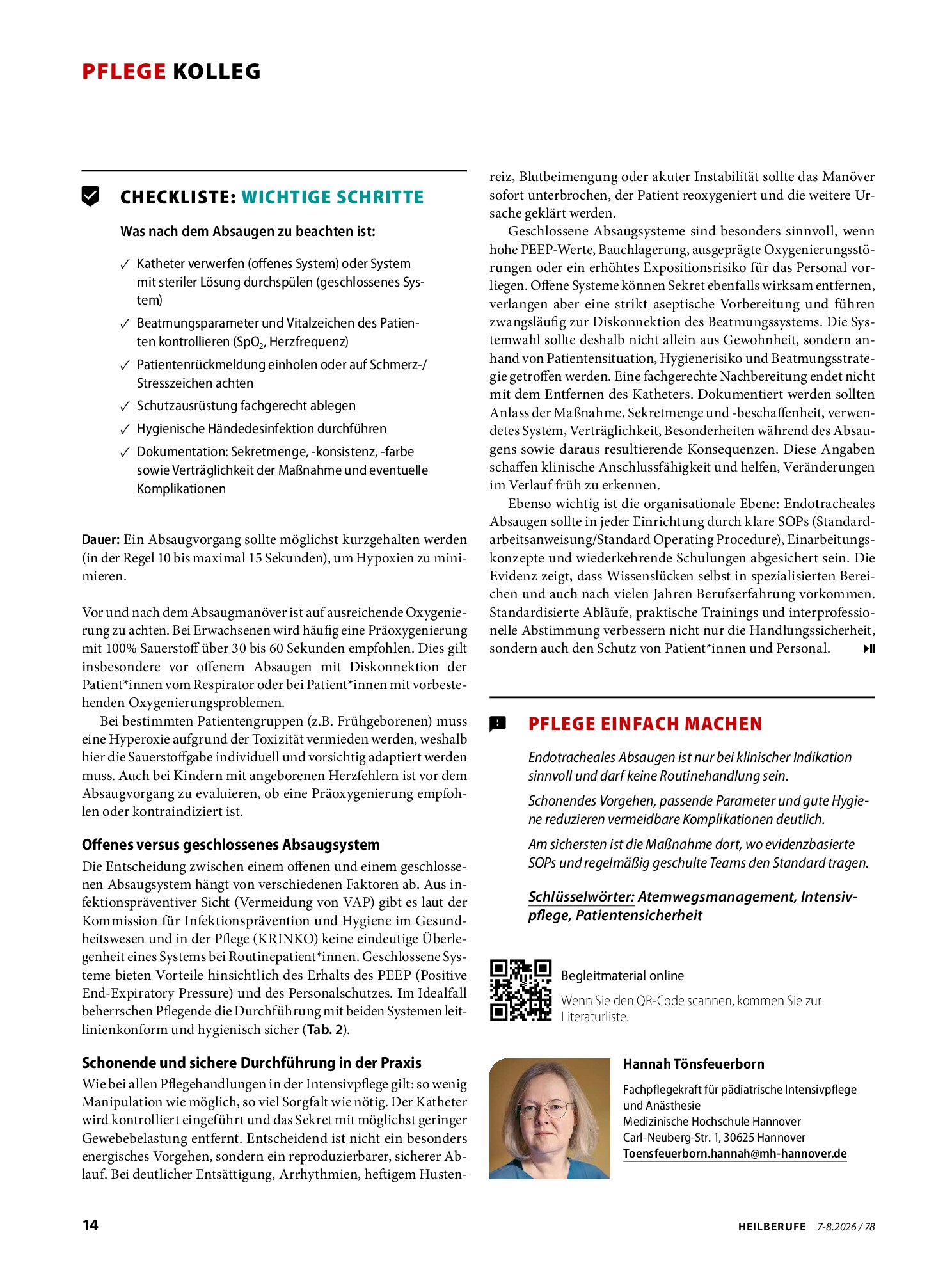 Vorschauseite 3: Absaugen in der Intensivpflege