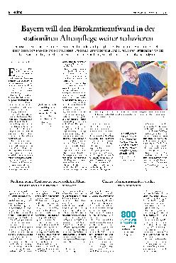 Vorschauseite 1: Bayern will den Bürokratieaufwand in der stationären Altenpflege weiter reduzieren.