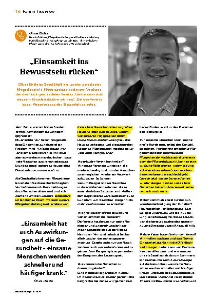 Vorschauseite 1: "Einsamkeit ins Bewusstsein rücken"