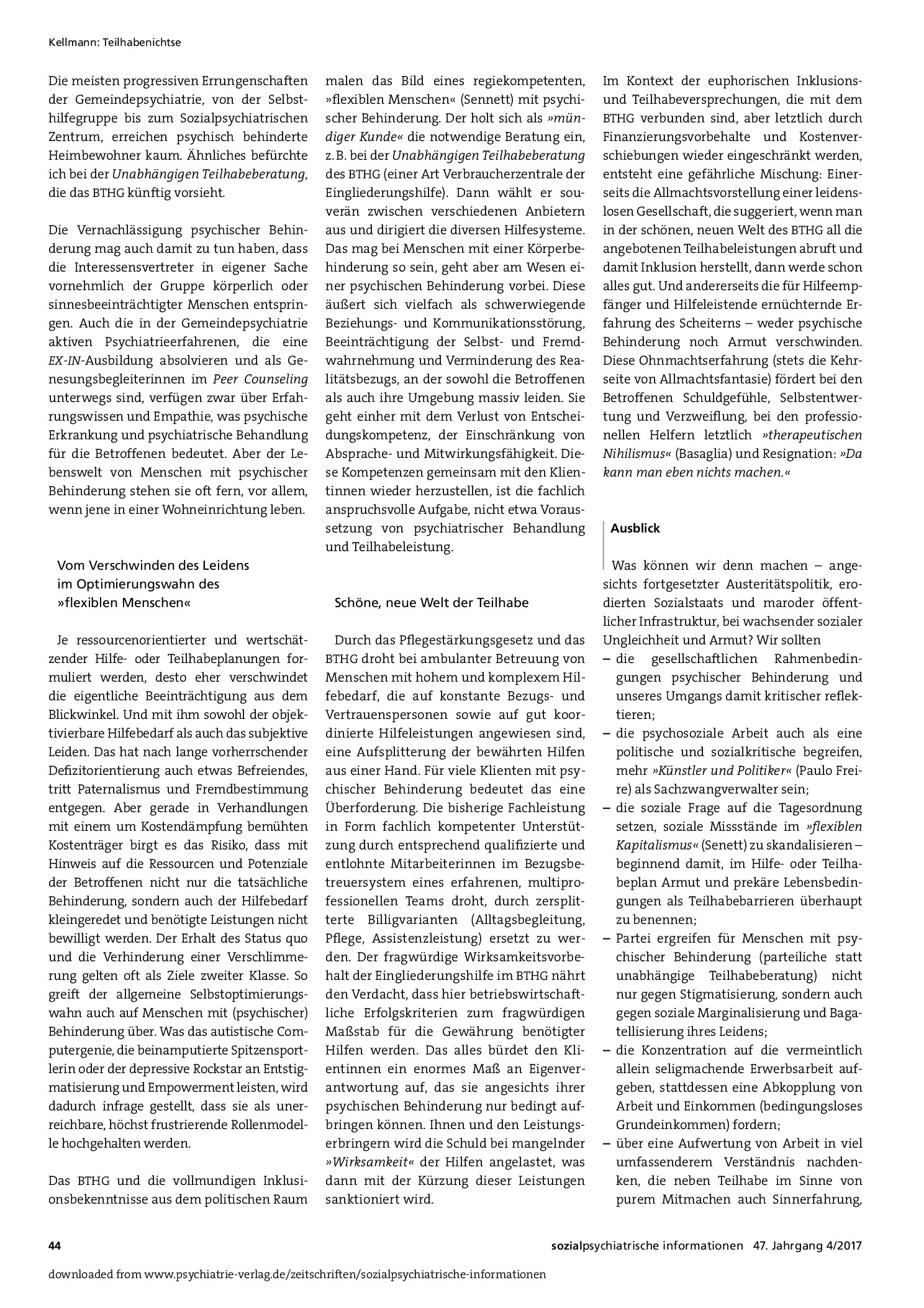 Vorschauseite 3: Teilhabenichtse. Von der Wiederkehr der »armen Irren« und wie das Bundesteilhabegesetz (BTHG) die Zweiklassengesellschaft unter psychisch kranken Menschen festigt
