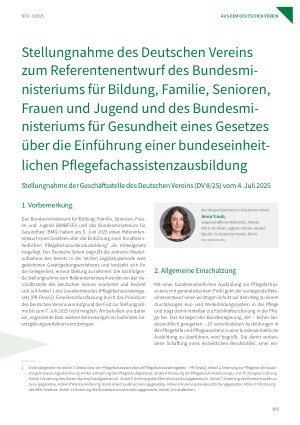 Vorschauseite 1: Stellungnahme des Deutschen Vereins zum Referentenentwurf des Bundesministeriums für Bildung, Familie, Senioren, Frauen und Jugend und des Bundesministeriums für Gesundheit eines…