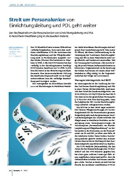Vorschauseite 1: Streit um Personalunion von Einrichtungsleitung und PDL geht weiter