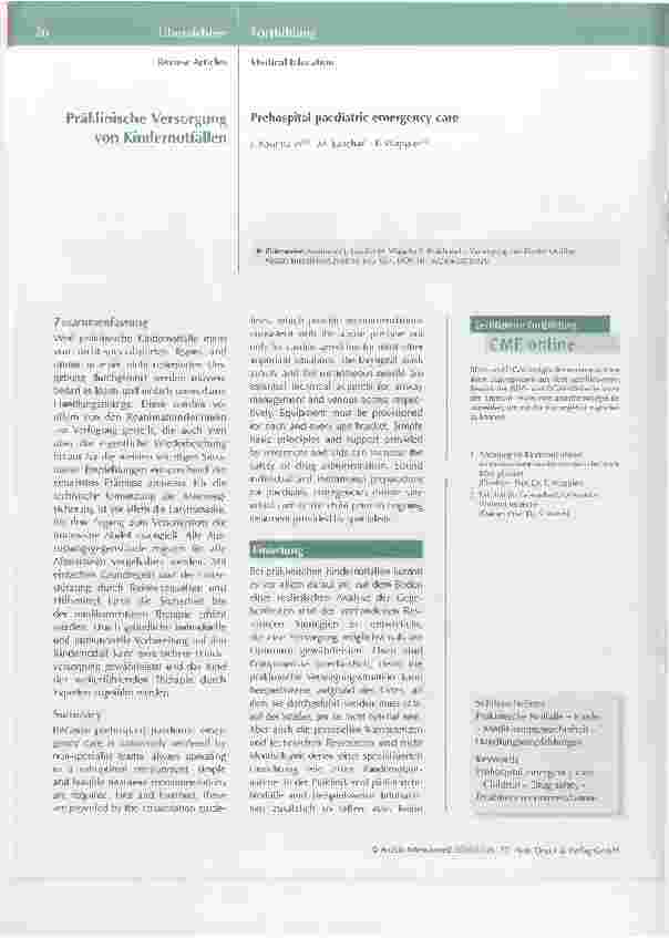 Vorschauseite 1: Präklinische Versorgung von Kindernotfällen