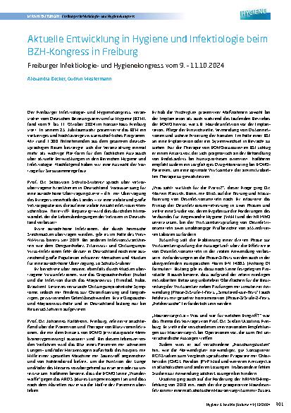 Vorschauseite 1: Aktuelle Entwicklung in Hygiene und Infektiologie beim BZH-Kongress in Freiburg