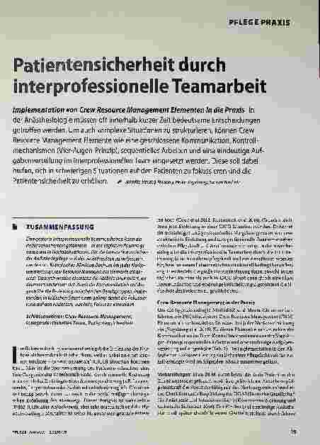 Vorschauseite 1: Patientensicherheit durch interprofessionelle Teamarbeit