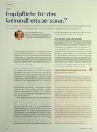 Vorschauseite 1: Impfpflicht für das Gesundheitspersonal?