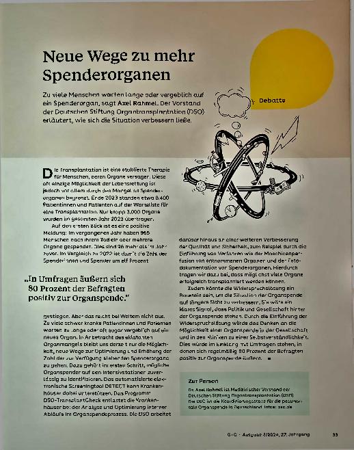 Vorschauseite 1: Neue Wege zu mehr Spenderorganen