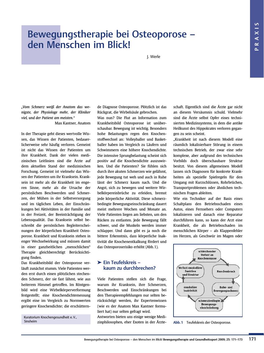 Vorschauseite 1: Bewegungstherapie bei Osteoporose – den Menschen im Blick!