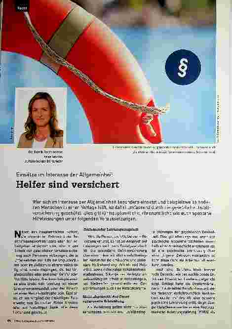Vorschauseite 1: Einsätze im Interesse der Allgemeinheit. Helfer sind versichert.