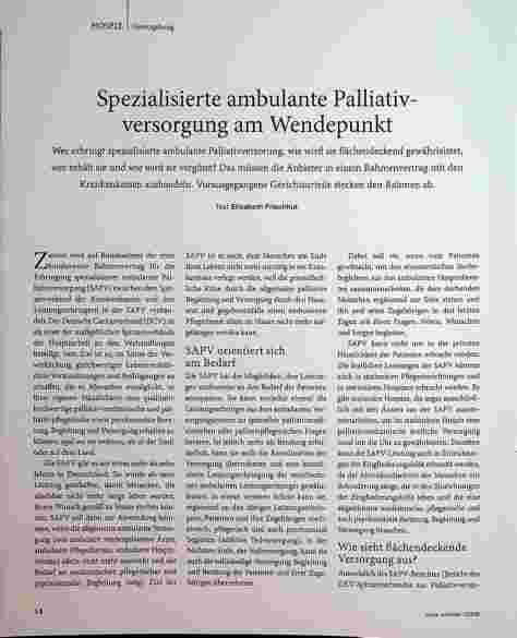 Vorschauseite 1: Spezialisierte ambulante Palliativversorgung am Wendepunkt