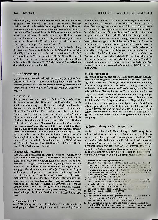 Vorschauseite 2: GOÄ-Kontroverse: BGH schafft endlich Klarheit*