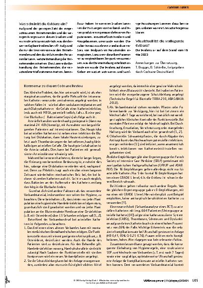Vorschauseite 2: Verhindern Verbände und Fixiervorrichtungen Komplikationen bei Menschen mit peripheren arteriellen Kathetern?