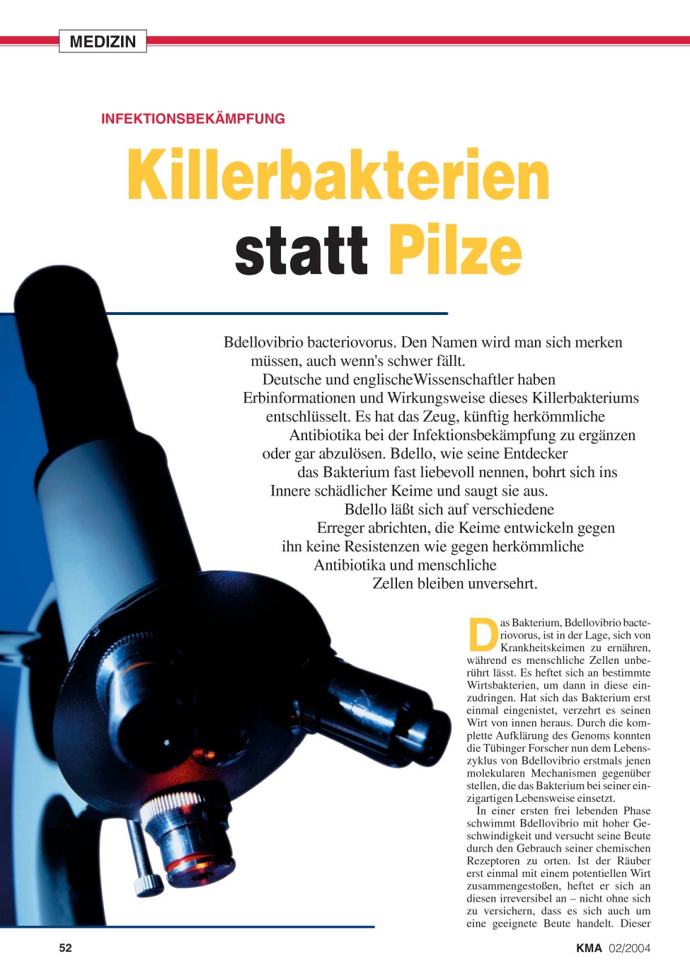 Vorschauseite 1: Killerbakterien statt Pilze