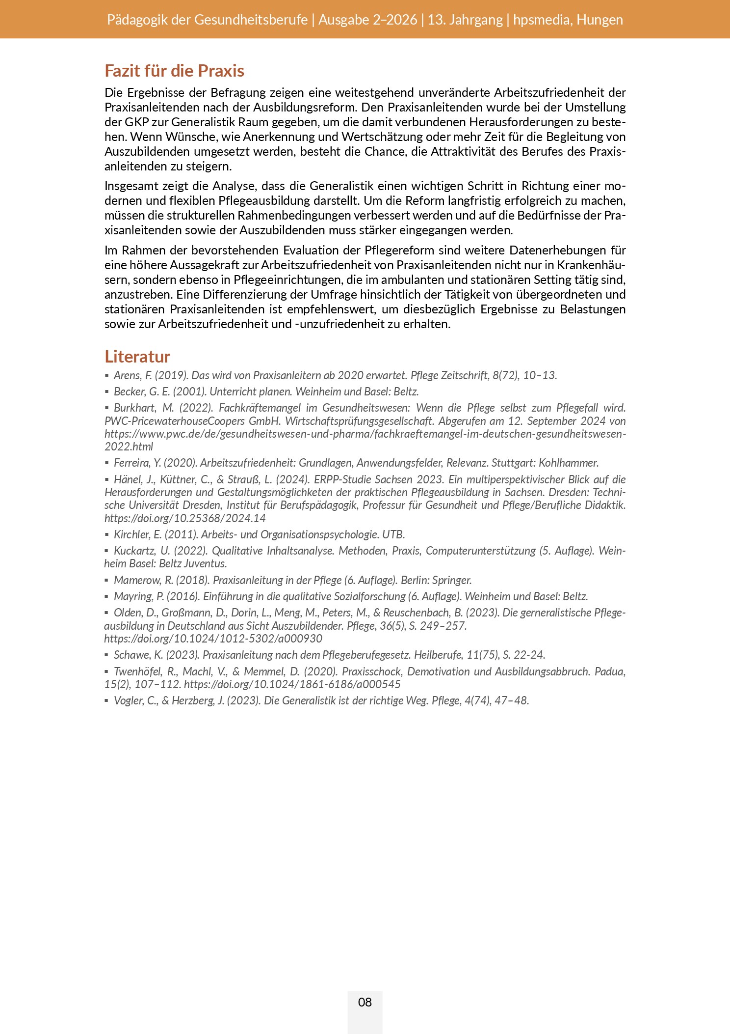 Vorschauseite 6: Praxisanleitung in der generalistischen Pflegeausbildung und der Gesundheits- und Krankenpflegeausbildung (GKP)