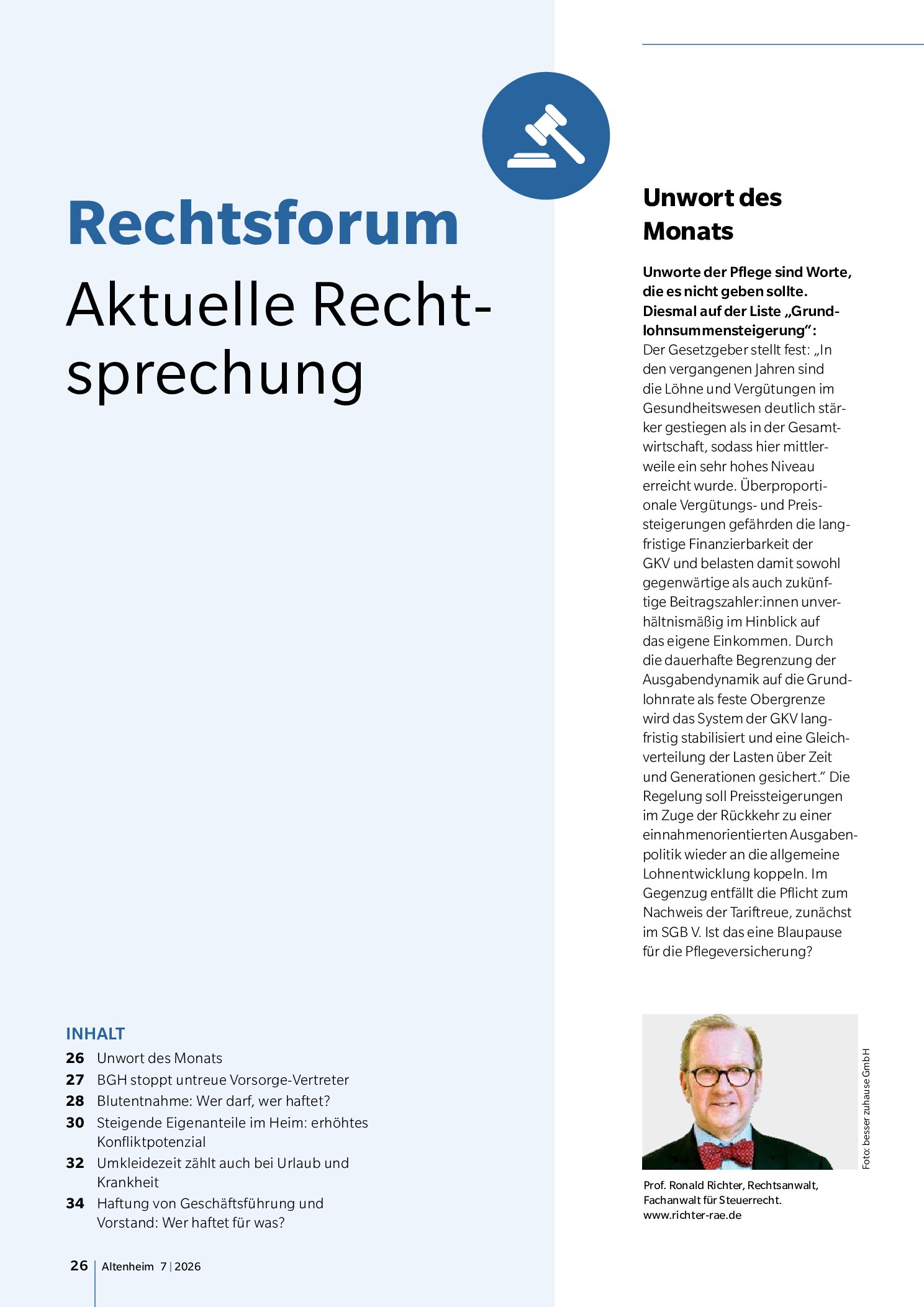 Vorschauseite 1: Urteile und Beschlüsse