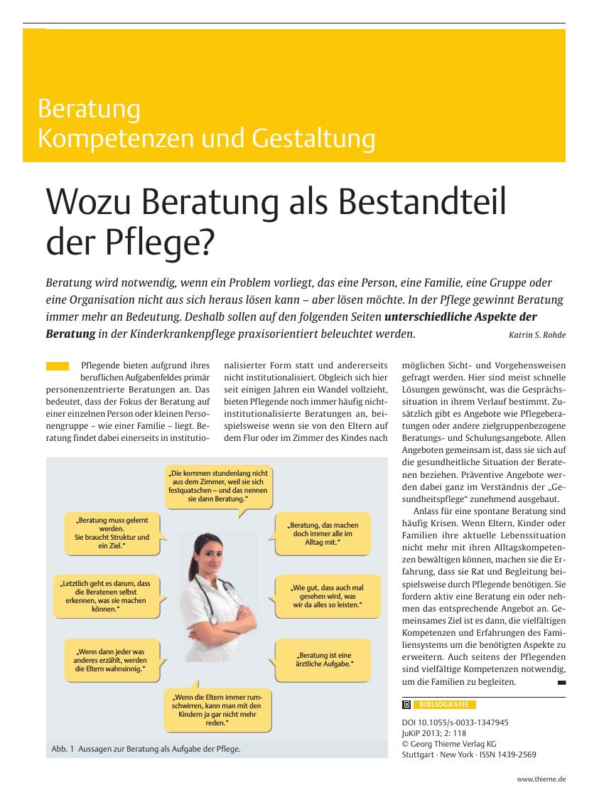 Vorschauseite 1: Wozu Beratung als Bestandteil der Pflege?