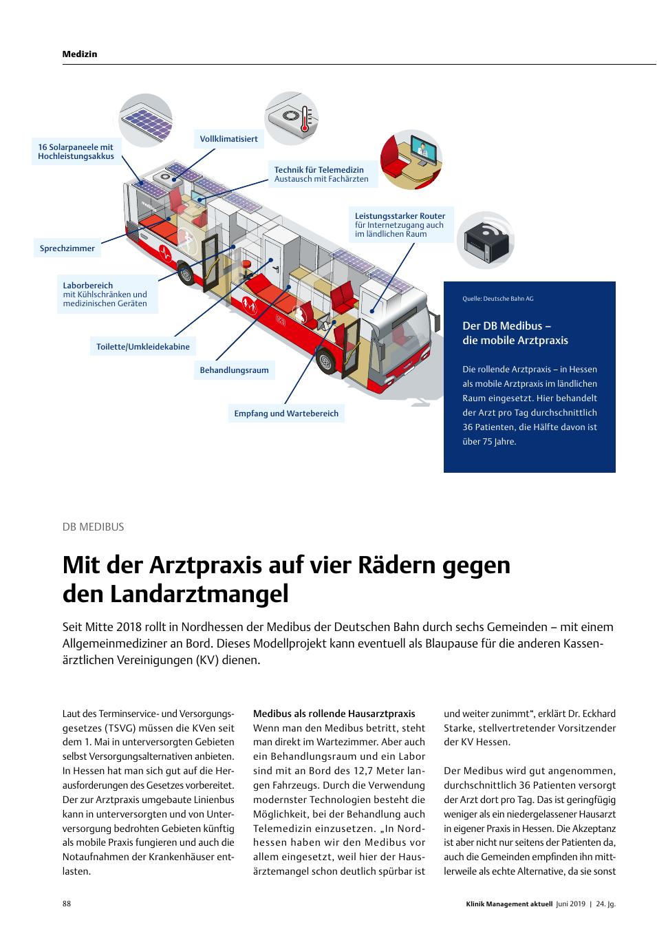 Vorschauseite 1: DB Medibus: Mit der Arztpraxis auf vier Rädern gegen den Landarztmangel