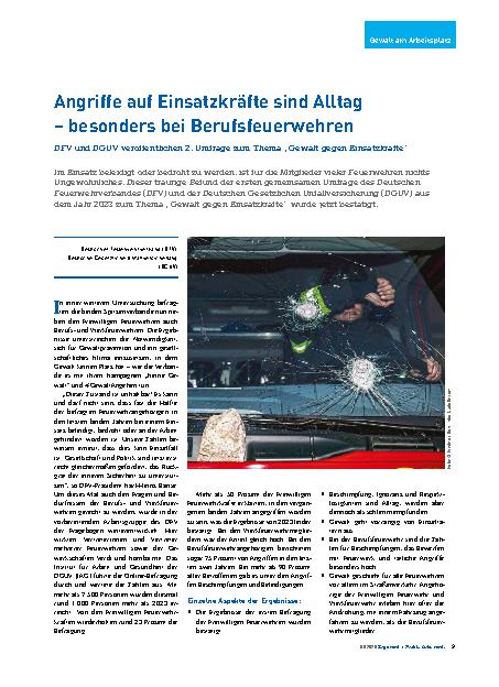 Vorschauseite 1: Angriffe auf Einsatzkräfte sind Alltag – besonders bei Berufsfeuerwehren