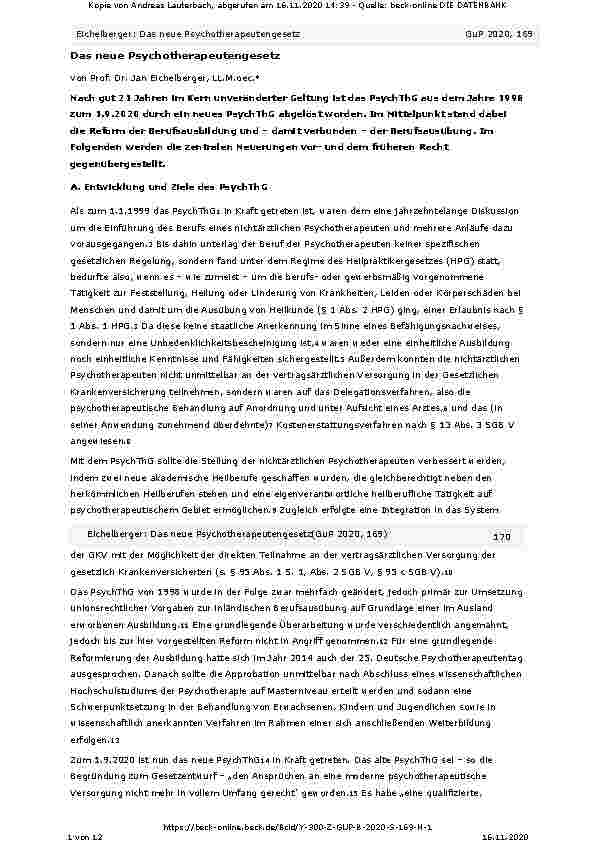Vorschauseite 1: Das neue Psychotherapeutengesetz
