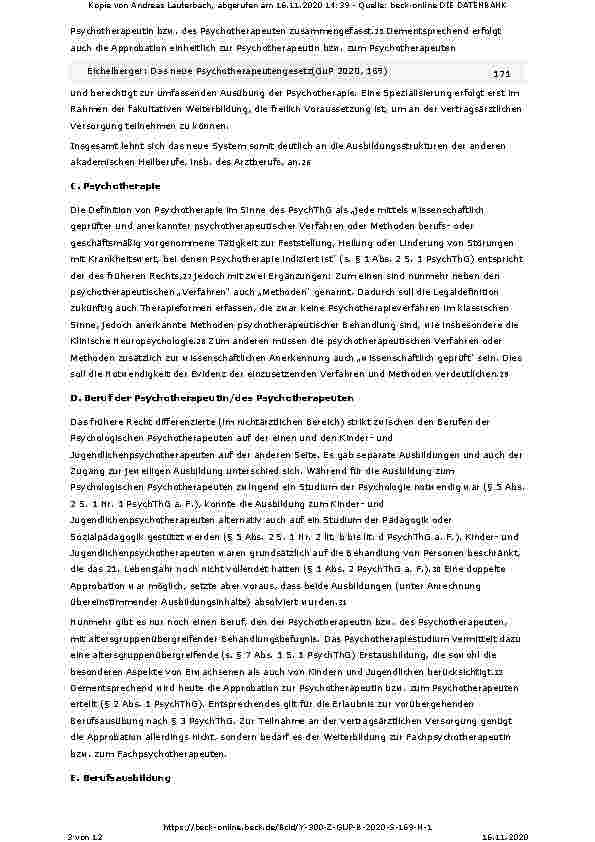 Vorschauseite 3: Das neue Psychotherapeutengesetz